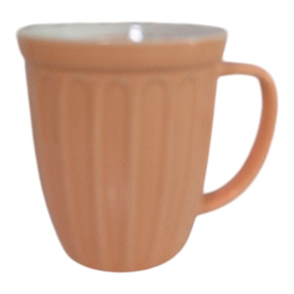 STARBUCKS 2006 Peach & White Ribbed Fluted Flower Pot Coffee Mug 16 oz. RARE - Picture 2 of 13